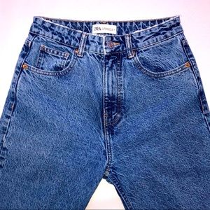 Zara High Rise Medium Wash Mom Jeans